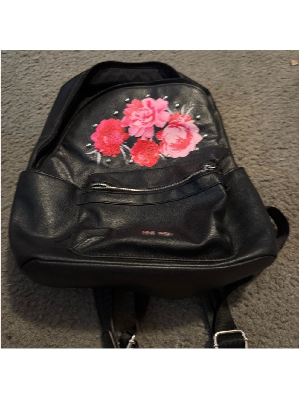 Nine West Black Backpack with Pink Floral Accent